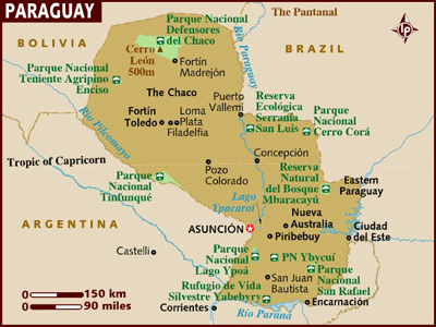 Kaart van Paraguay...